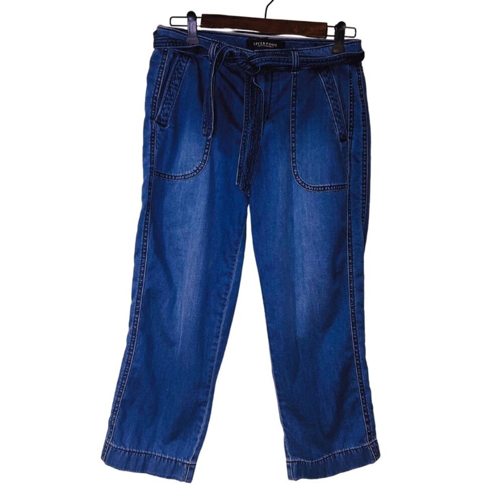 Liverpool Jeans Company Women's Cropped Jeans with Tie Belt Size 4